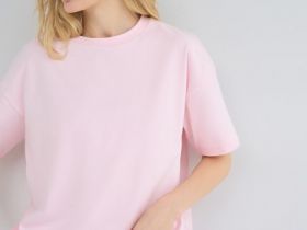 Футболка оверсайз из плотного хлопка, Розовый