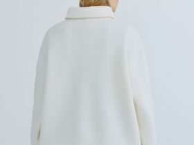 Толстовка с принтом и воротником на молнии, Бежевый