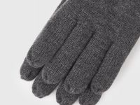 Вязаные утеплённые перчатки, Серый