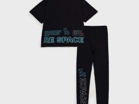 Комплект трикотажный для девочек: фуфайка (футболка), брюки (легинсы)