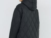 Удлинённая куртка с капюшоном, Черный