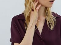 Сатиновая блузка с коротким рукавом, Фиолетовый