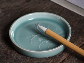 Блюдечко для туши "Орхидея" цвет: бледно-зеленый