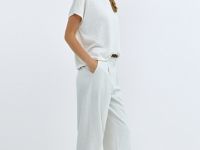 Зауженные брюки с поясом, Бежевый