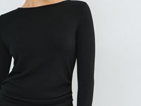 Трикотажное платье со сборками, Черный