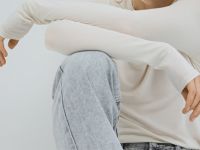 Лонгслив с шёлком, Бежевый