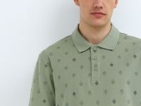 Поло из хлопка с принтом, Зеленый