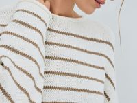 Укороченный джемпер в полоску, Бежевый