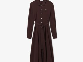 Длинное платье-поло Lacoste с длинным рукавом