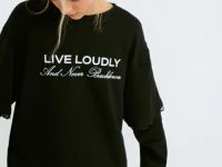 Лонгслив с принтом для девочек, Черный