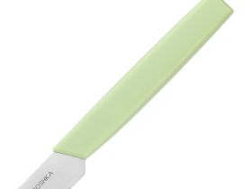 Нож кухонный для стейка серрейтор Okroshka Salad 12 см, сталь 5cr15mov, рукоять пластик, зеленый