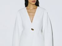 Однобортный приталенный жакет, Белый