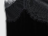 Бархатный топ с кружевом, Черный