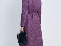 Двубортное утепленное пальто с воротником-стойкой