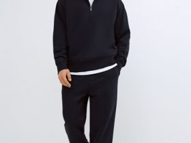 Свитшот с воротником-стойкой на молнии, Синий