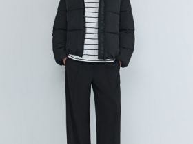 Утеплённая куртка с капюшоном, Черный