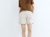 Шорты с ремнём, Бежевый