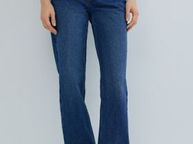 Прямые джинсы с высокой посадкой, Синий