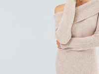 Вязаное платье с открытыми плечами, Бежевый