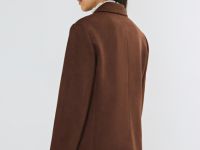 Однобортный жакет из замши, Оранжевый