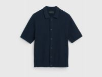 Кардиган из текстурной ткани с коротким рукавом, Синий