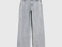 Широкие джинсы с высокой посадкой, Серый