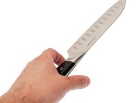 Нож кухонный Сантоку Okroshka Tartar 15.5 см, сталь 5cr15mov, рукоять сталь/пластик, черный