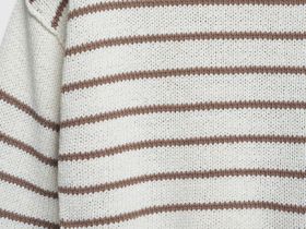 Укороченный джемпер в полоску, Бежевый