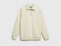 Толстовка с воротником-стойкой на молнии, Белый