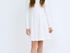 Трикотажное платье c принтом для девочек, Белый