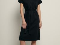 Платье из мерсеризованного хлопка с поясом