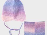 Комплект трикотажный для девочек: шапка, снуд
