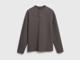 Свитшот с вырезом хенли, Коричневый