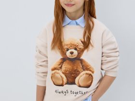 Свитшот оверсайз для девочек, Бежевый