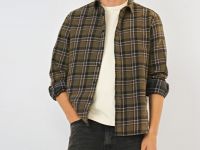 Рубашка в клетку с эффектом стирки, Желтый