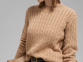 Джемпер прямого кроя из хлопка с косами