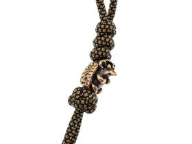 Темляк большой олива с бусиной "Ёжик"