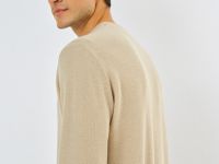 Текстурный джемпер с воротником хенли, Бежевый