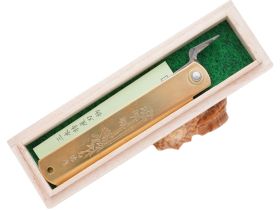 Складной нож Nagao Higonokami Especial hand forging, 100мм, сталь Aogami, рукоять латунь