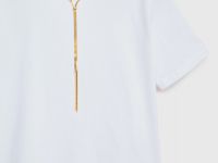 Футболка с декором на горловине, Белый