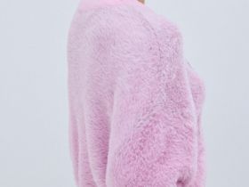 Пушистый джемпер с принтом собаки, Розовый