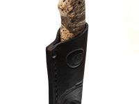 Шкуросъёмный нож Ястреб, сталь М390, рукоять мельхиор, зуб мамонта, стабилизированный кап клена