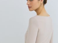 Лонгслив с квадратным вырезом, Бежевый