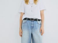 Джинсовые шорты-бермуды с высокой посадкой, Голубой