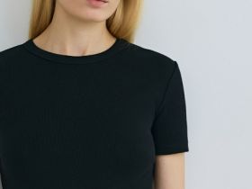 Футболка в рубчик, Черный