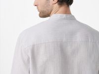 Рубашка из смесового льна с воротником мао, Бежевый