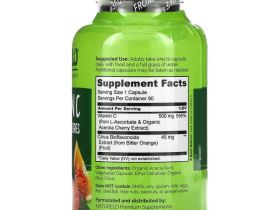 NATURELO, витамин C, ягоды ацеролы и цитрусовые биофлавоноиды, 90 капсул