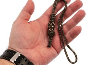 Темляк большой олива с бусиной "Ёжик"