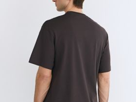 Футболка из плотного хлопка с контрастными деталями, Коричневый