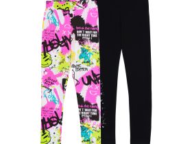 Брюки трикотажные для девочек (легинсы), 2 пары в комплекте